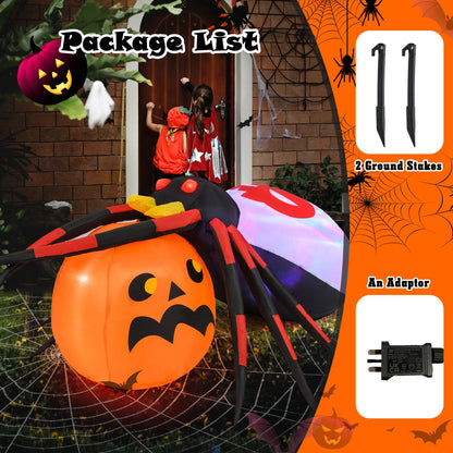 Inflatable Halloween Spider with Colorful Rotating Light