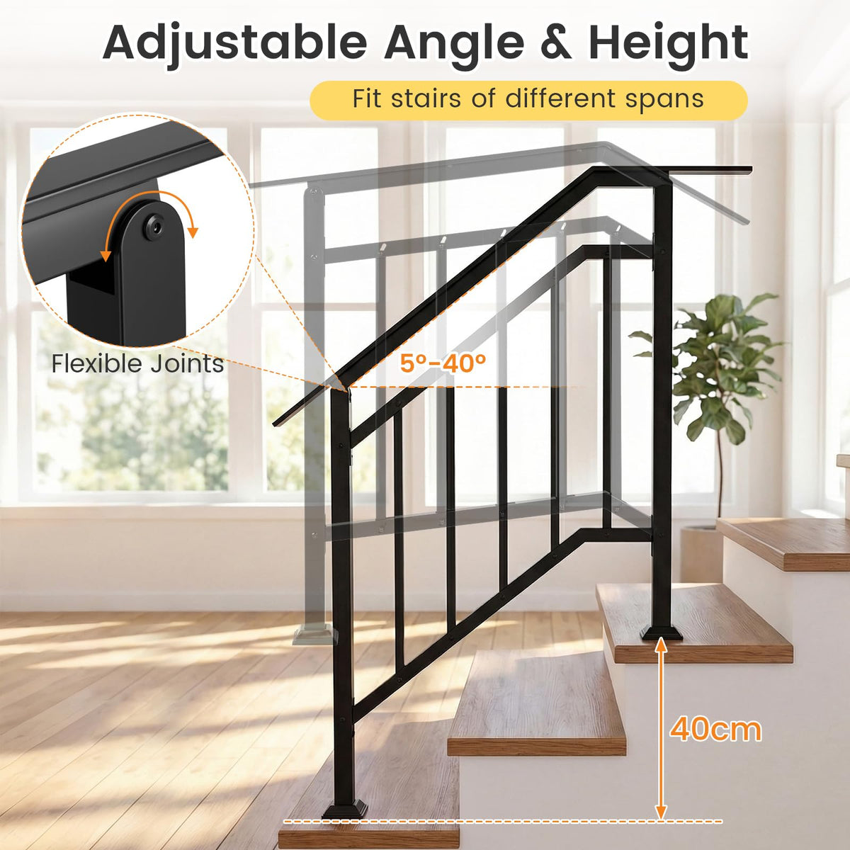 2 Pack Outdoor Handrails for Stairs