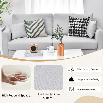 3 Seater Modern Upholstered Corner Sofa Couch with 2 Pillows and 6 Metal Legs