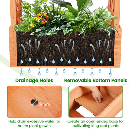 78x36x152cm Garden Planter with Trellis Hanging Roof and Drainage Holes