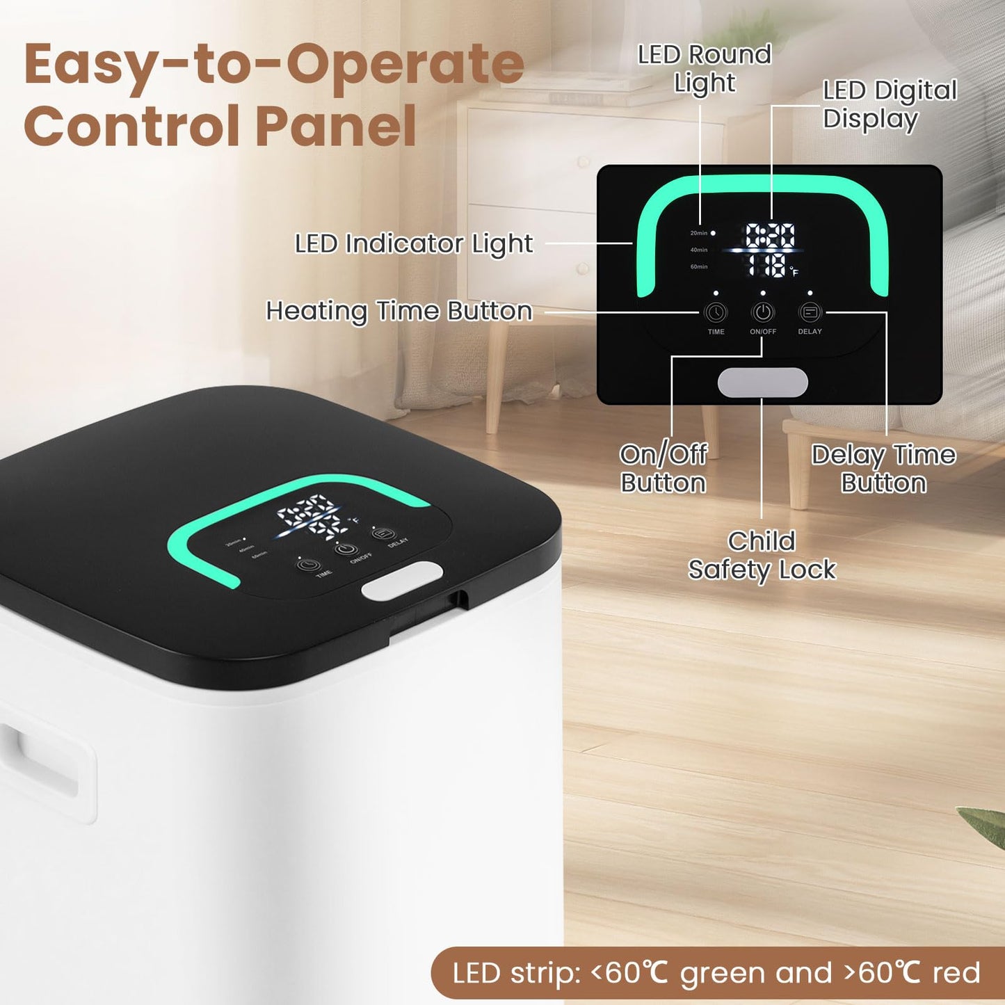 23L Towel Warmer Bucket Large Hot Towel Heater with Child Lock