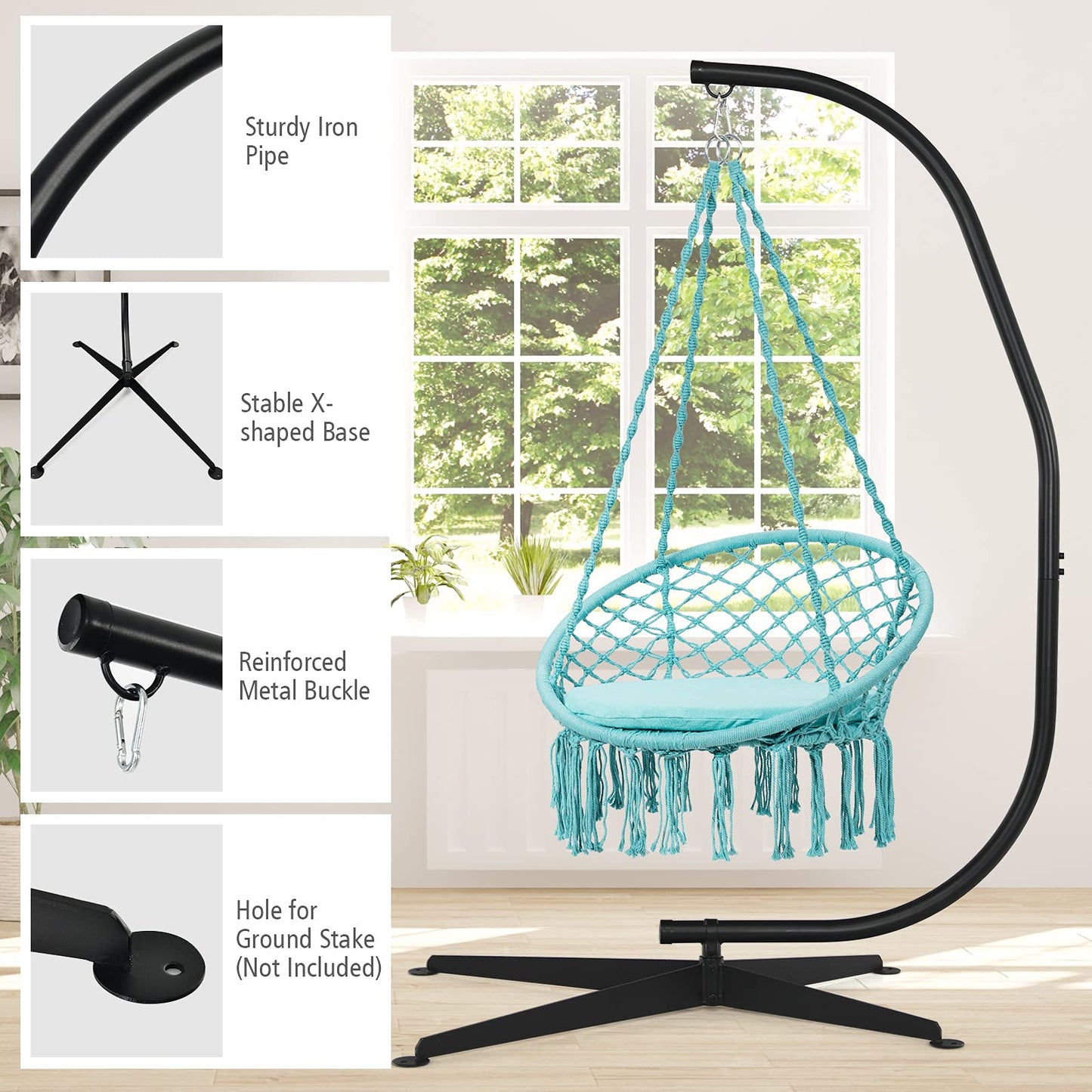 Solid Steel C Hammock Frame Stand Construction