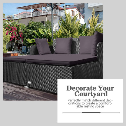 Rattan Garden 2 Seater Daybed Furniture Set with Cushions