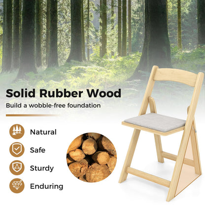 Set of 2 Foldable Kitchen Chair with Rubber Wood Legs and Padded Seat