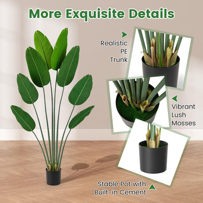 1.9 M Artificial Banana Leaf Tree with 8 Fabric Banana Leaves and Stable Cement-filled Pot