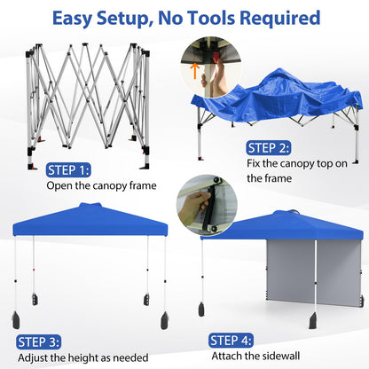 3 x 3 m Pop up Canopy Tent with 1 Sidewall Wheeled Bag