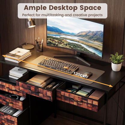 120 CM Computer Desk Home Office Desk with Metal Frame