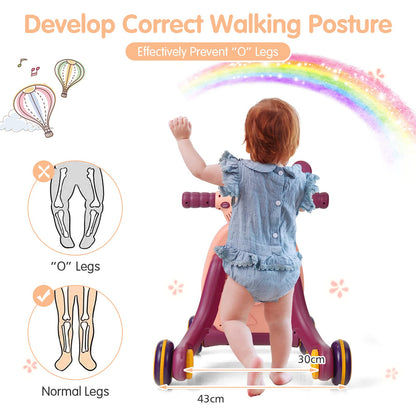 Sit to Stand Walker Baby Push Along Walkers with Lights