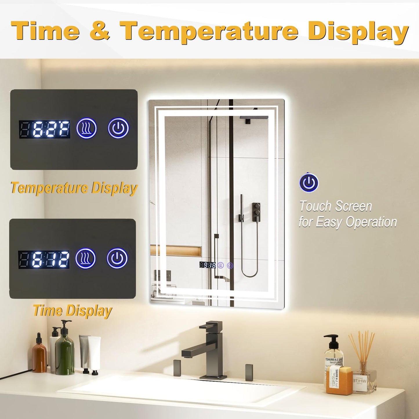 Anti-Fog Bathroom Led Vanity Mirror with 3 Colors 3000-6500K