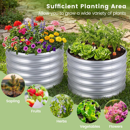 Metal Raised Garden Bed, Round Elevated Planter Box