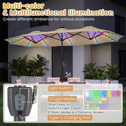 4m Double Sided Garden Parasol, Extra Large Outdoor Sun Umbrella