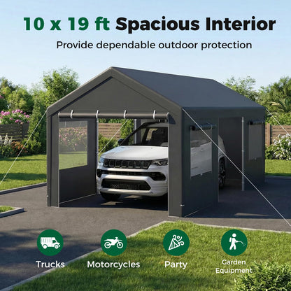 10 x 20FT Carport, Heavy Duty Car Canopy with Water-Resistant PE Tarp