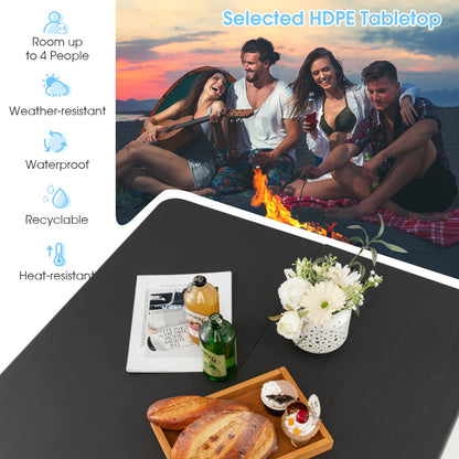 Portable Plastic Dining Camping Trestle Table for Indoor Outdoor Use