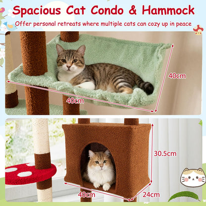 Floor to Ceiling Cat Tree, Tall Cat Tower with 202-224cm/238-265cm Adjustable Height