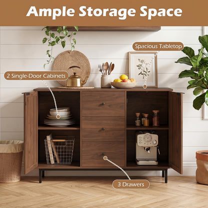 Wooden Storage Cabinet, Rustic Console Table, Freestanding kitchen Cupboard Organizer Unit