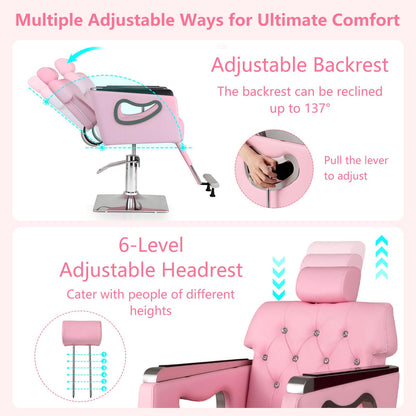 Adjustable Swivel Barber Chair with Padded Backrest
