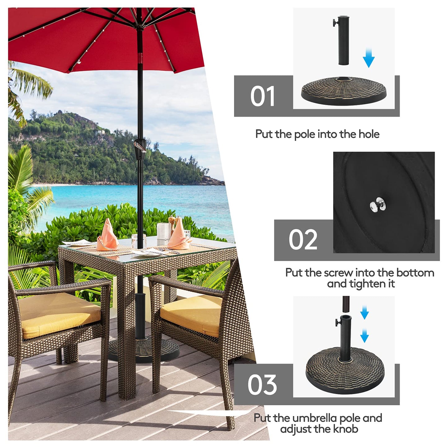 45 x 45 x 34cm Heavy Duty Umbrella Stand Holder