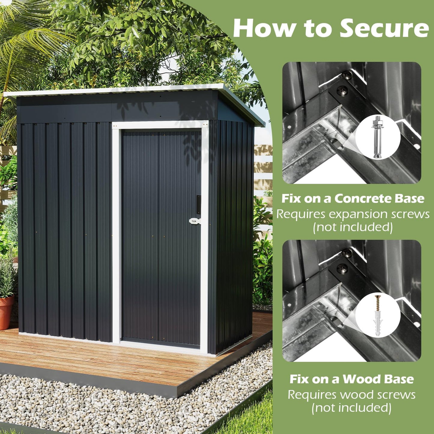 5.5 x 3ft Metal Garden Shed for Patio Backyard Lawn