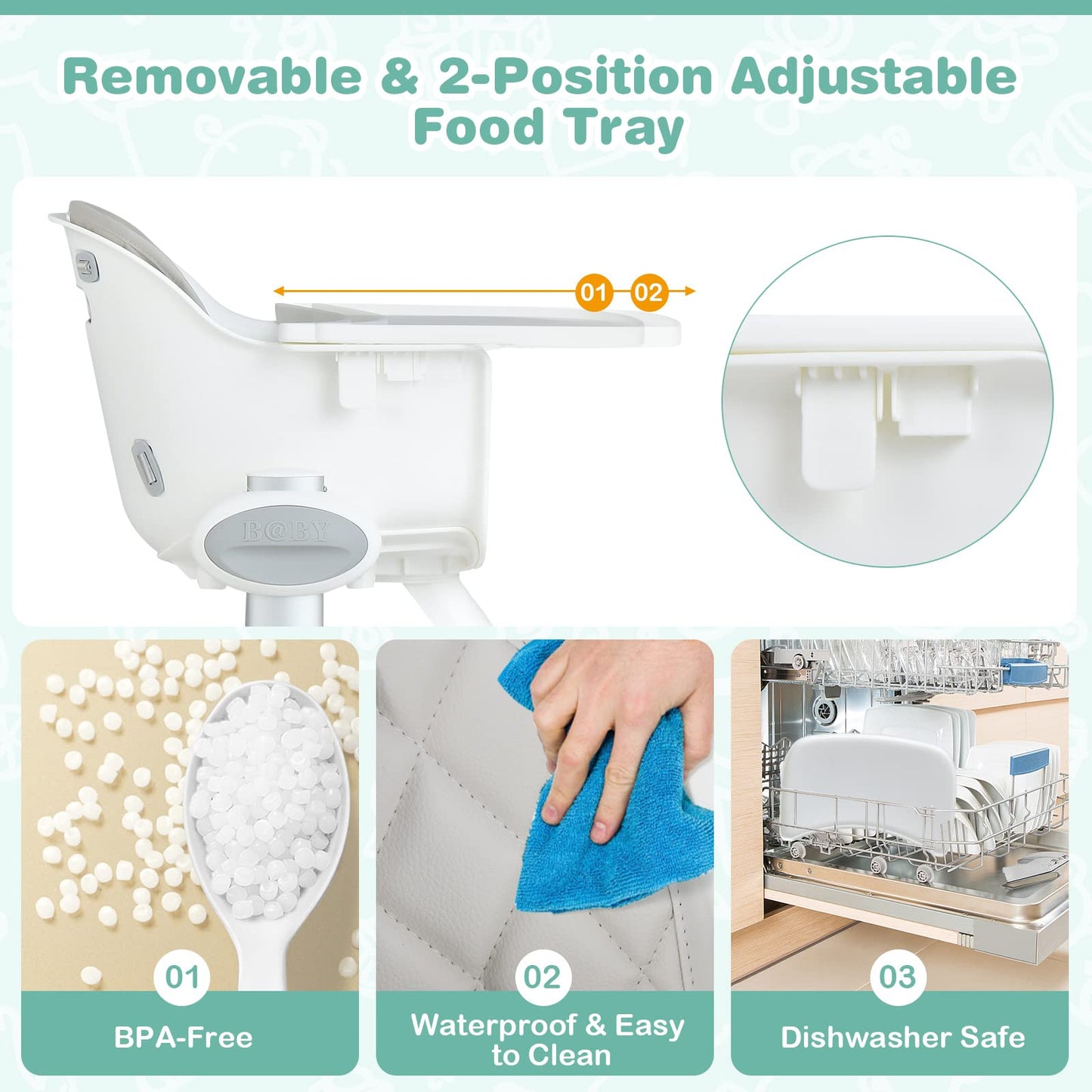 Infant High Chair with Removable Dishwasher Safe Tray
