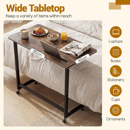 Rolling Laptop Desk Cart with Tablet Slot and Wheels