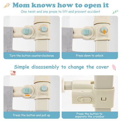Vertical Lifting Baby Beds Guard with Double Safety Lock