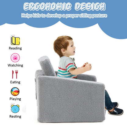 2-in-1 Toddler Fold out Couch with Washable Sofa Cover