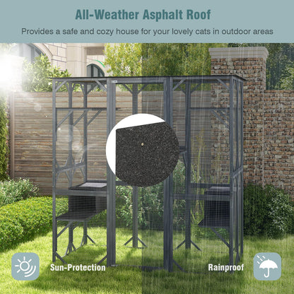 Large Outdoor Cat House with 7 Jumping Platforms