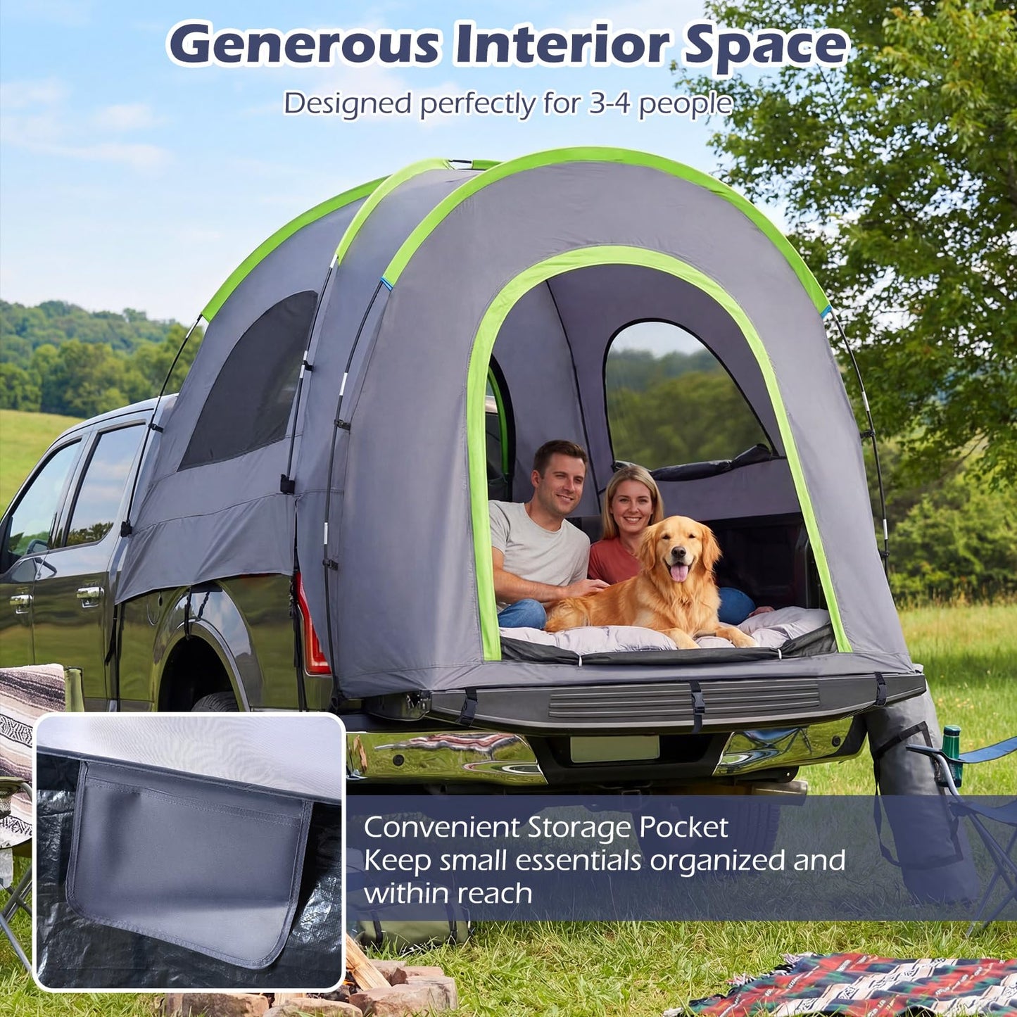 Pickup Truck Tent 168-177 CM Waterproof PU2000mm