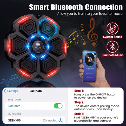 Music Boxing Machine, Wall Mounted Electronic Boxing Target with Gloves, LED Light Targets