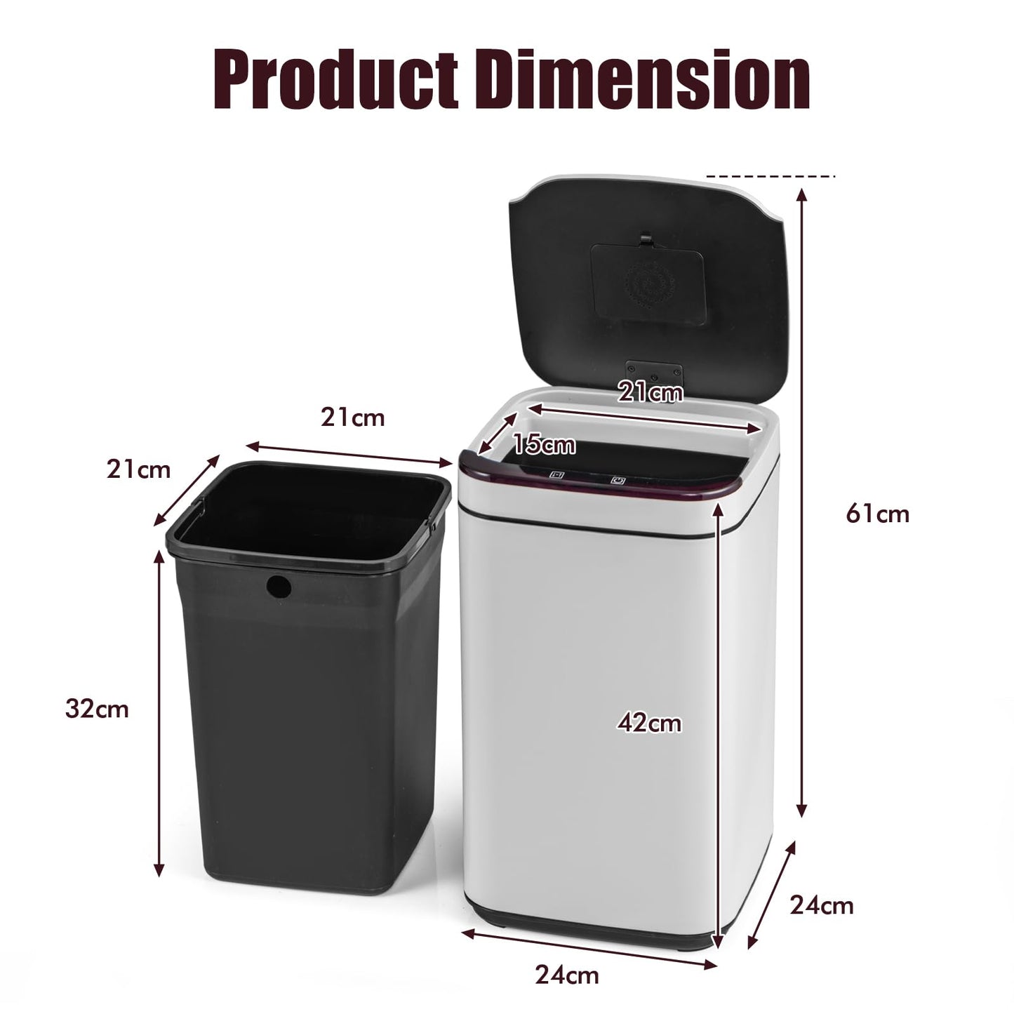 13L Automatic Trash Bin for Home Office Bedroom Bathroom