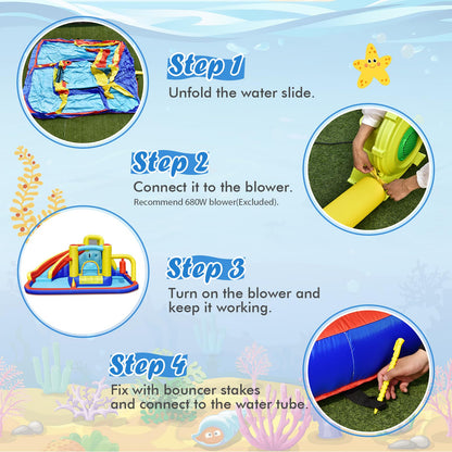 Large Water Bounce House with Air Blower Blow up Inflatables Park for Kids