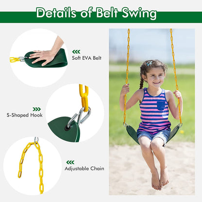 A-Frame Metal Swings Stand with Belt Swing and Nest Swing