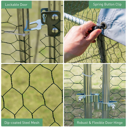 Large Chicken Coop with Waterproof & Sun-protective Cover