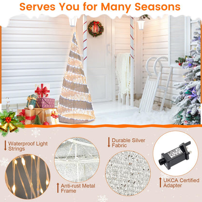 5FT Pre-lit Christmas Cone Tree with Warm White and White LED Lights