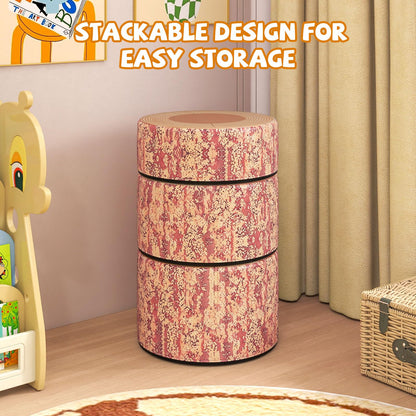 3 PCS Tree Stump Stool Set Round Flexible Seatings
