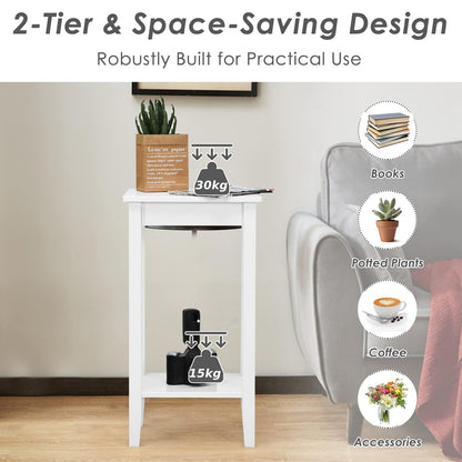 40x30x74cm Wooden Narrow Nightstand Sofa Side Table with Storage Shelves