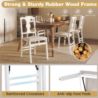 Set of 2 Folding Dining Chairs with Soft Padded Seat and Smooth Solid Backrest