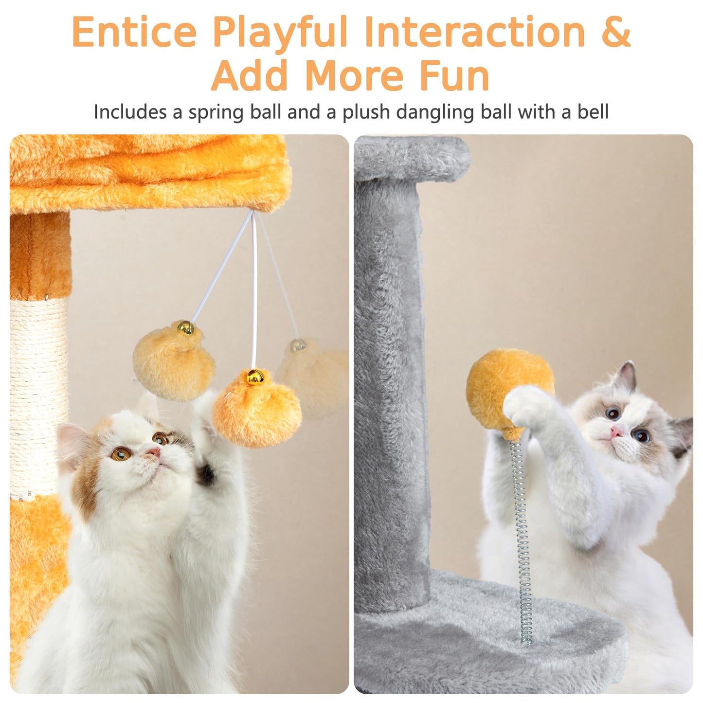 128 CM Tall Cat Tree with Sisal Scratching Posts and Ladder