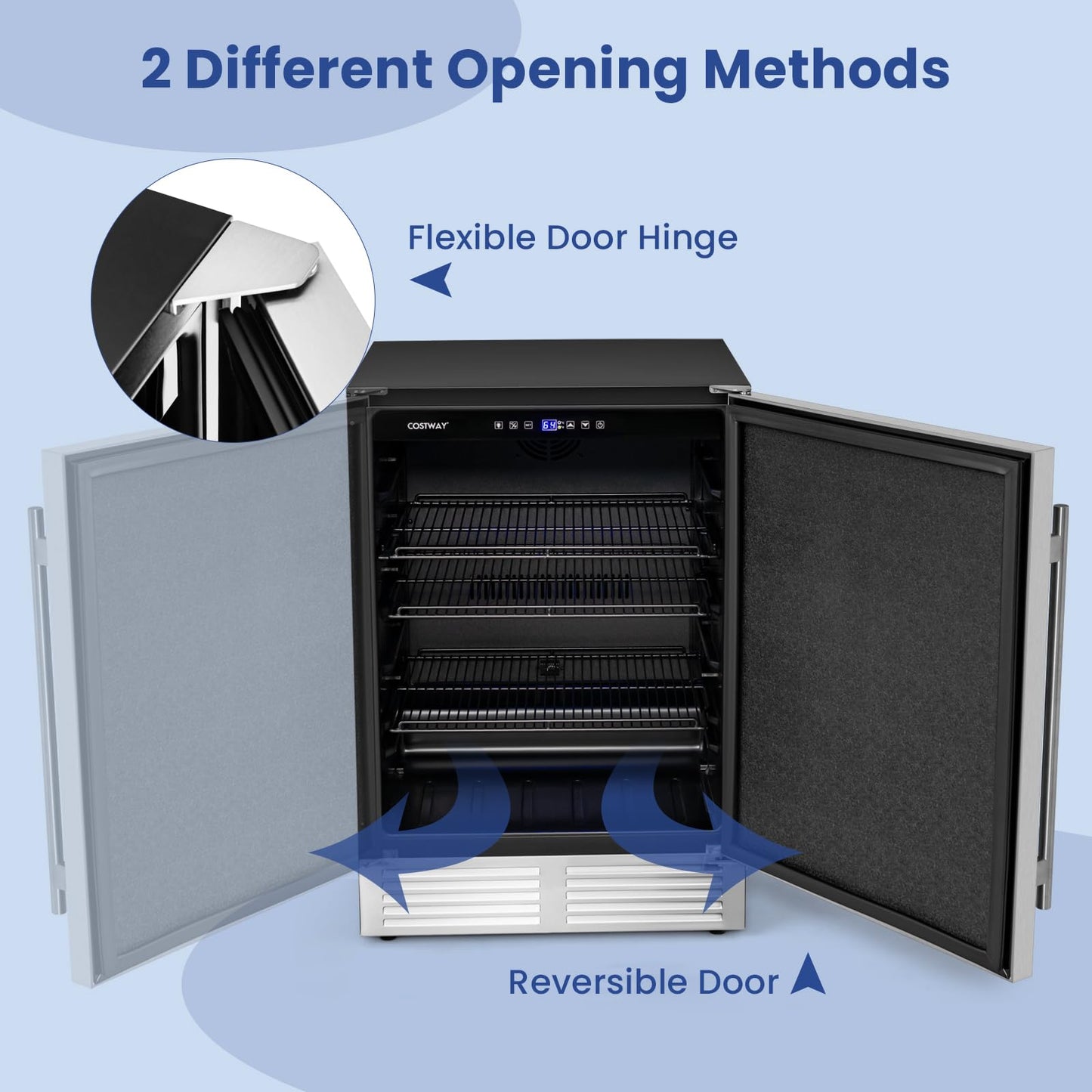 140L 190 Cans Freestanding Wine Cooler with Reversible Door