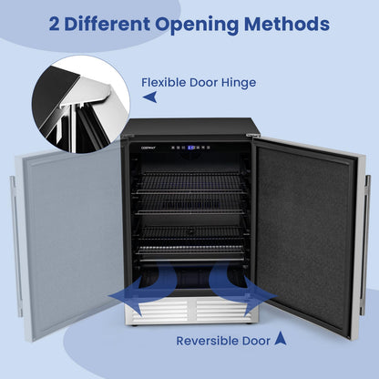140L 190 Cans Freestanding Wine Cooler with Reversible Door