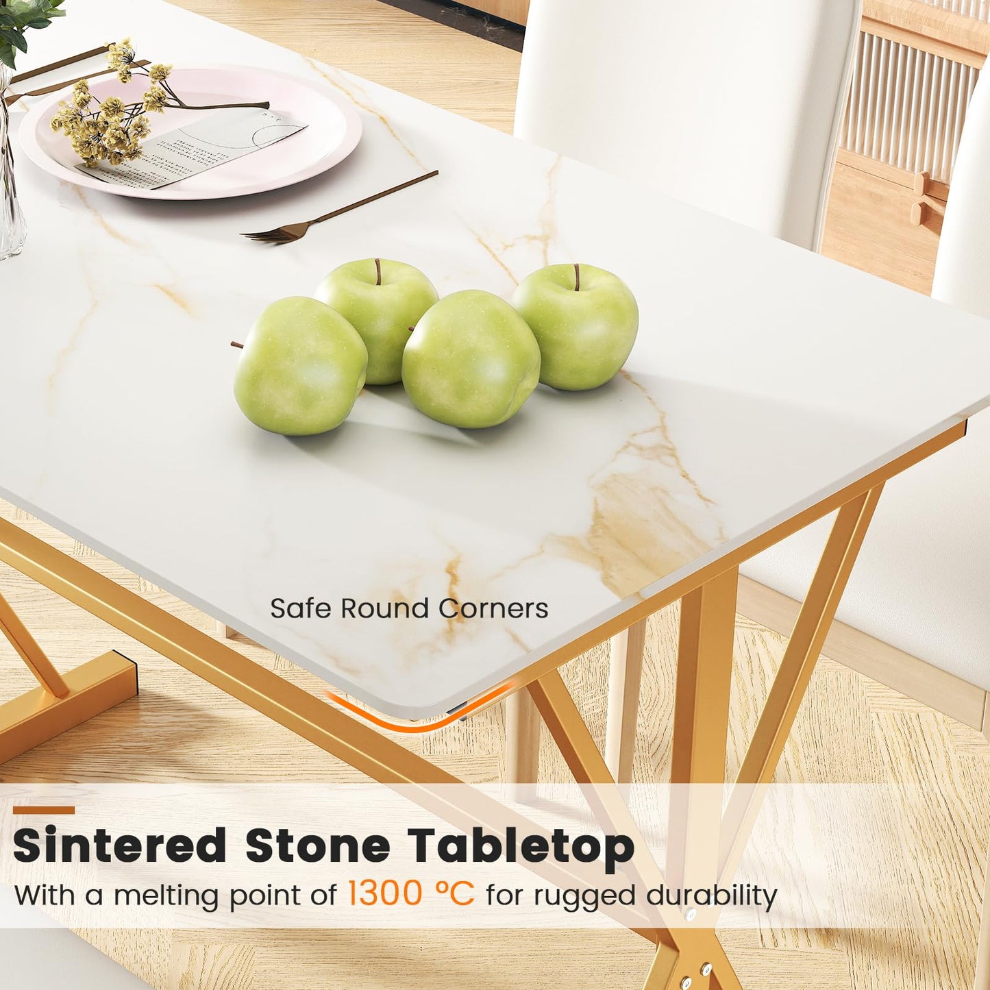 Sintered Stone Dining Table with Metal Frame