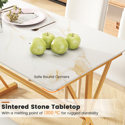 Sintered Stone Dining Table with Metal Frame