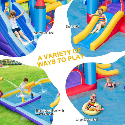 Rocket Theme Inflatable Water Slide Park with 2 Slides