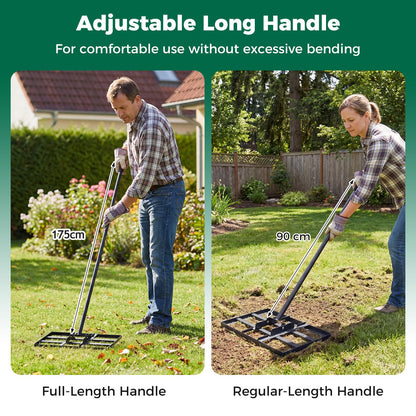Lawn levelling Rake, 43x 25cm Lawn Leveller with 175cm Adjustment Long Handle