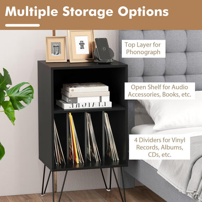 Record Player Stand, Wooden Vinyl Albums Storage Cabinet Holder