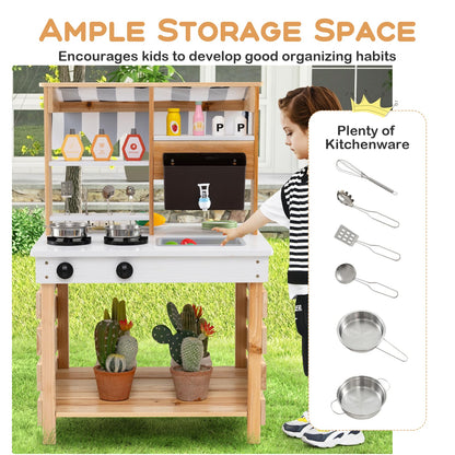 Outdoor Mud Kitchen for Kids with Removable Sink