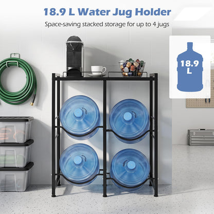 18.9 L Water Jug Holder for 4 Bottles Heavy-duty Water Jug Rack with Top Shelf