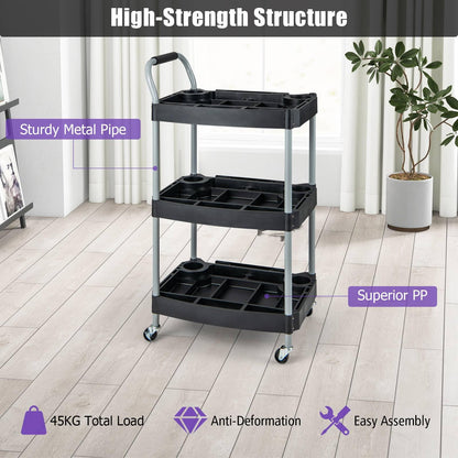 Large Capacity Utility Cart with Multiple Divider, Sponged Handle and Swivel Wheel