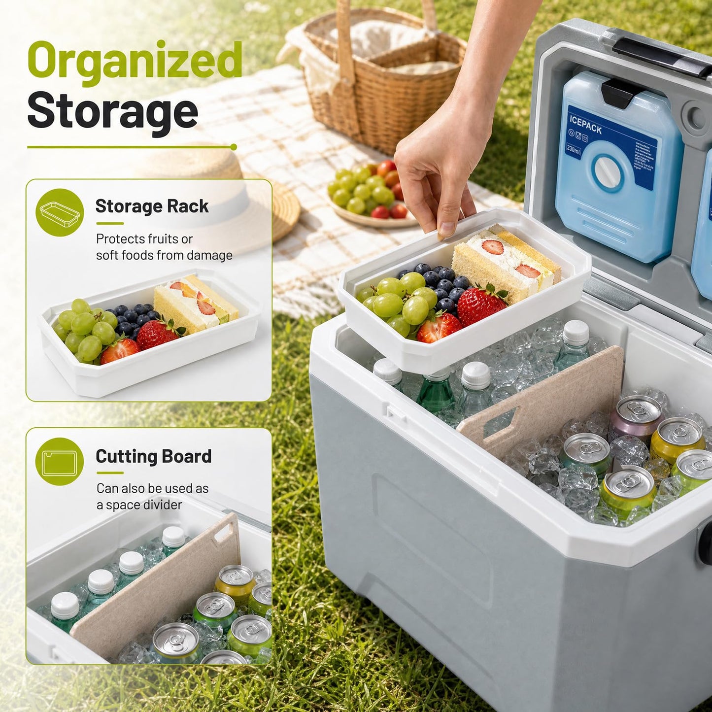 Hard Cooler Ice Chest Box for Cold/Hot Food & Drink
