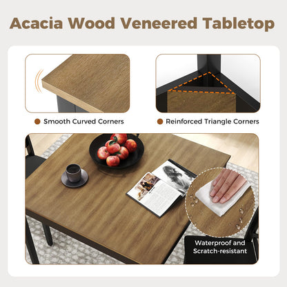 3 Piece Dining Table Set, Square Breakfast Kitchen Table and Chairs